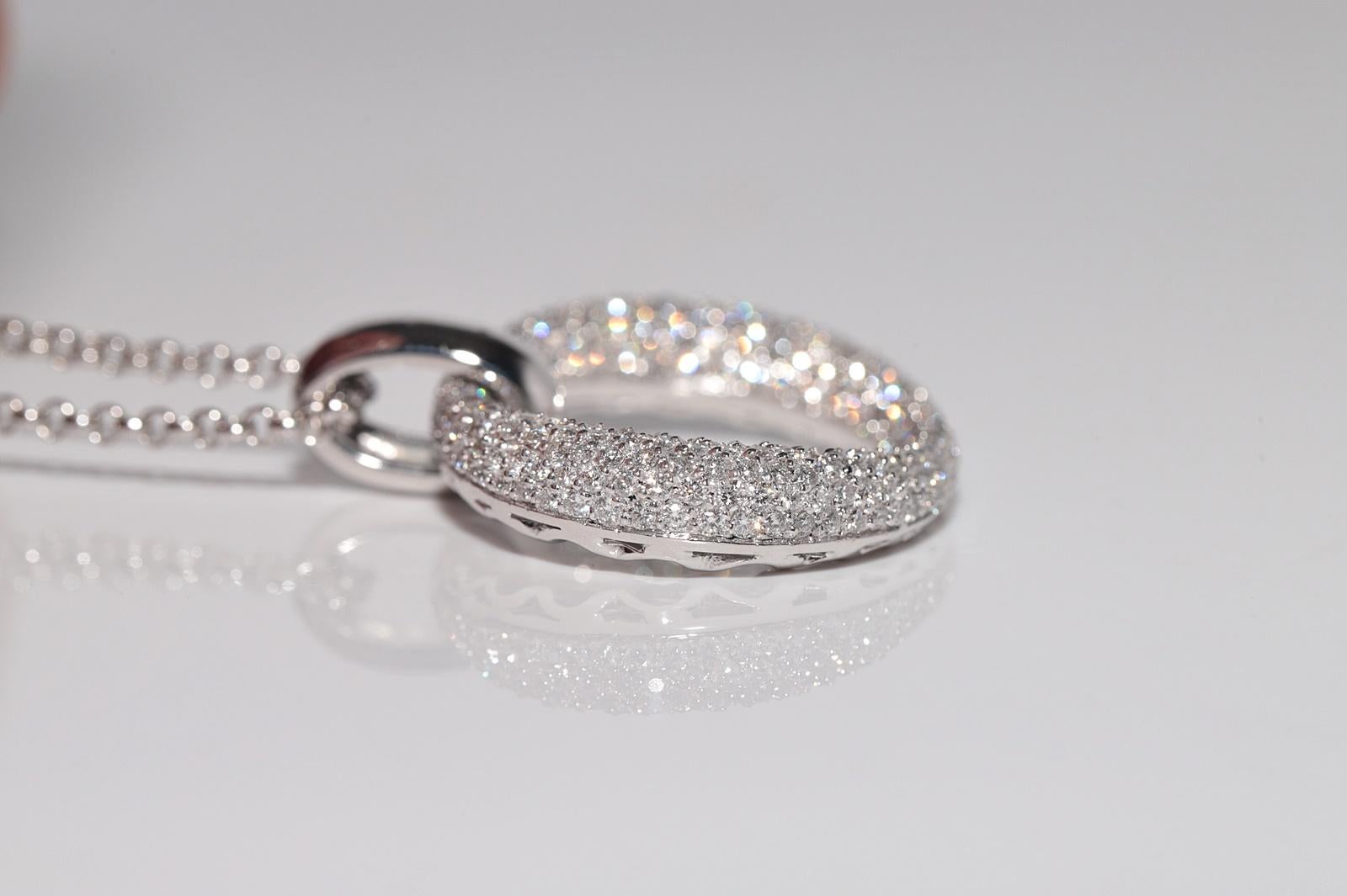 Vintage CIRCA 1990s 18k Gold Natürlicher Diamant Kreis Design Anhänger  Halskette im Angebot 3