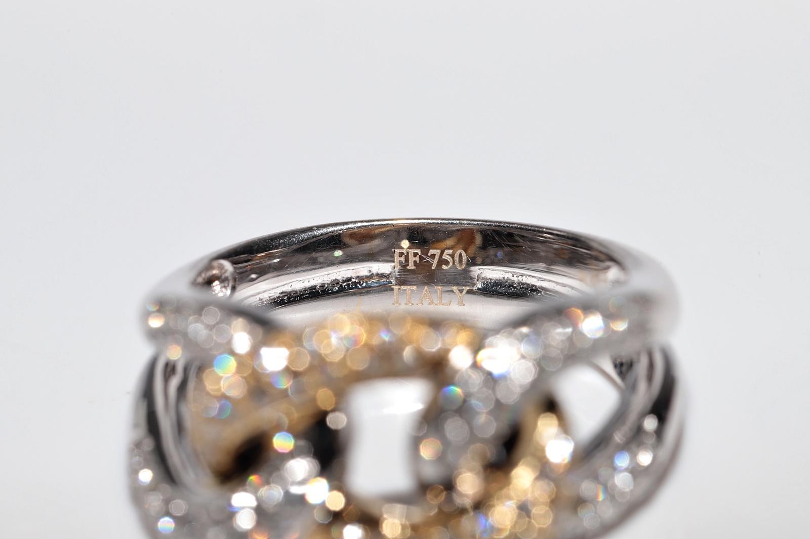 Vintage Circa 1990er Jahre 18k Gold Natürlicher Diamant Dekorierter Seil Stil Ring im Angebot 4