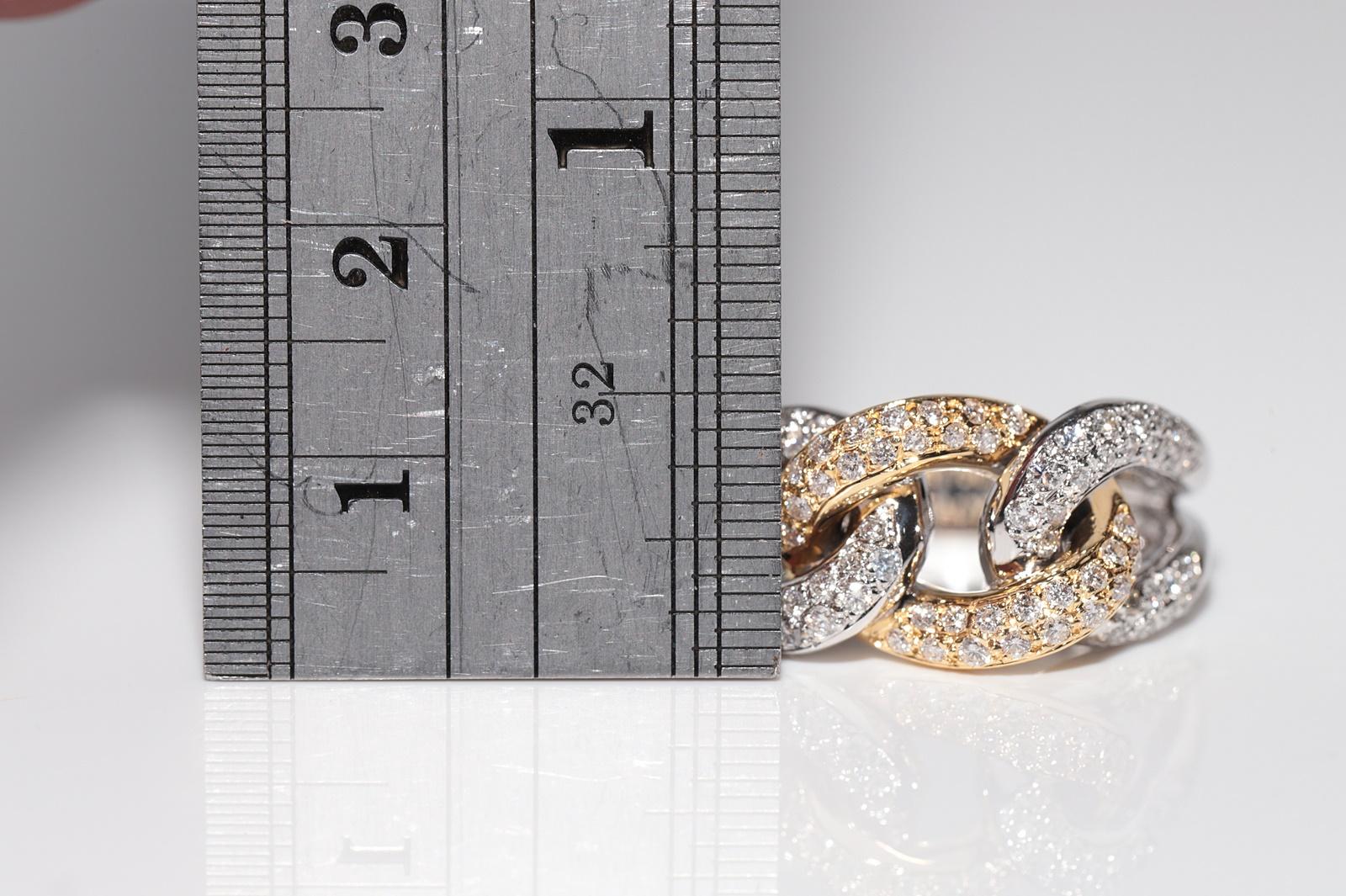 Vintage Circa 1990er Jahre 18k Gold Natürlicher Diamant Dekorierter Seil Stil Ring im Angebot 5