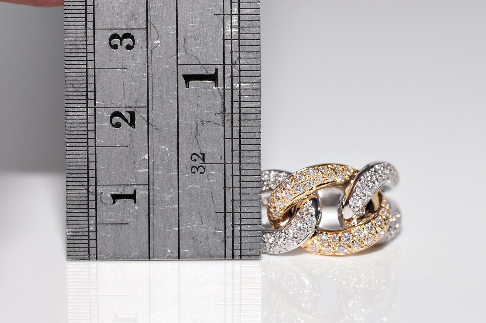Vintage Circa 1990er Jahre 18k Gold Natürlicher Diamant Dekorierter Seil Stil Ring im Angebot 7
