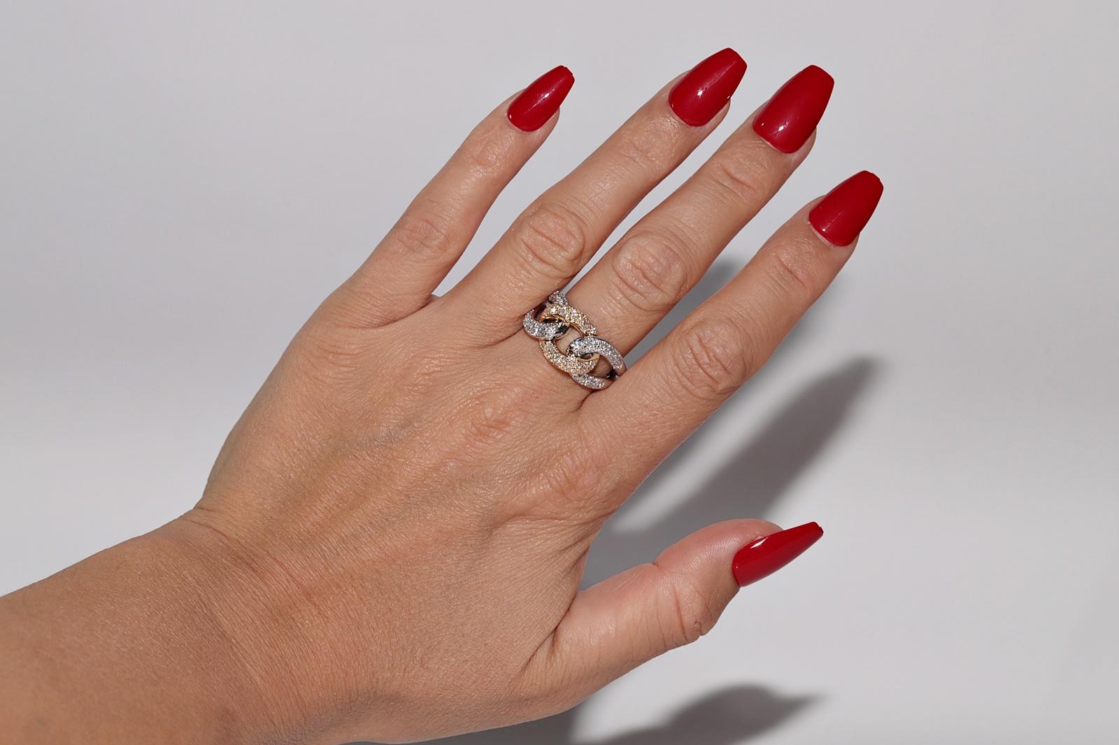 Vintage Circa 1990er Jahre 18k Gold Natürlicher Diamant Dekorierter Seil Stil Ring im Angebot 8