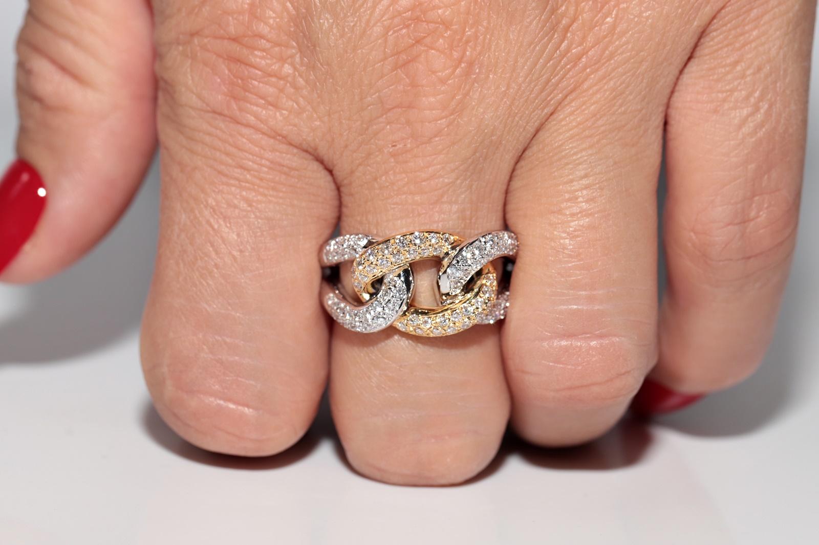 Vintage Circa 1990er Jahre 18k Gold Natürlicher Diamant Dekorierter Seil Stil Ring im Angebot 10