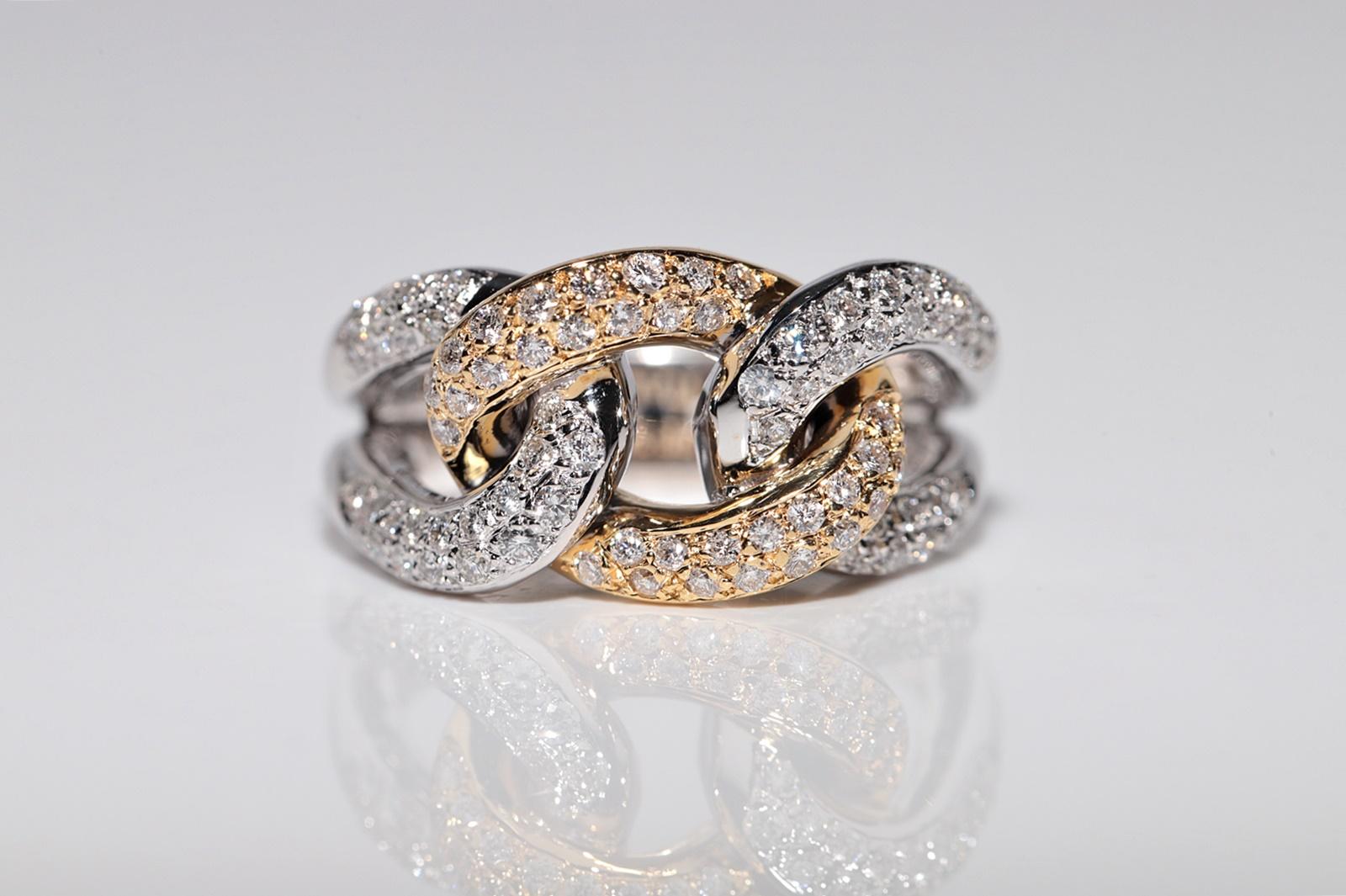 Vintage Circa 1990er Jahre 18k Gold Natürlicher Diamant Dekorierter Seil Stil Ring (Retro) im Angebot