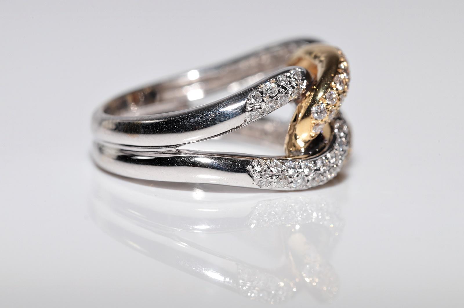 Vintage Circa 1990er Jahre 18k Gold Natürlicher Diamant Dekorierter Seil Stil Ring im Zustand „Gut“ im Angebot in Fatih/İstanbul, 34