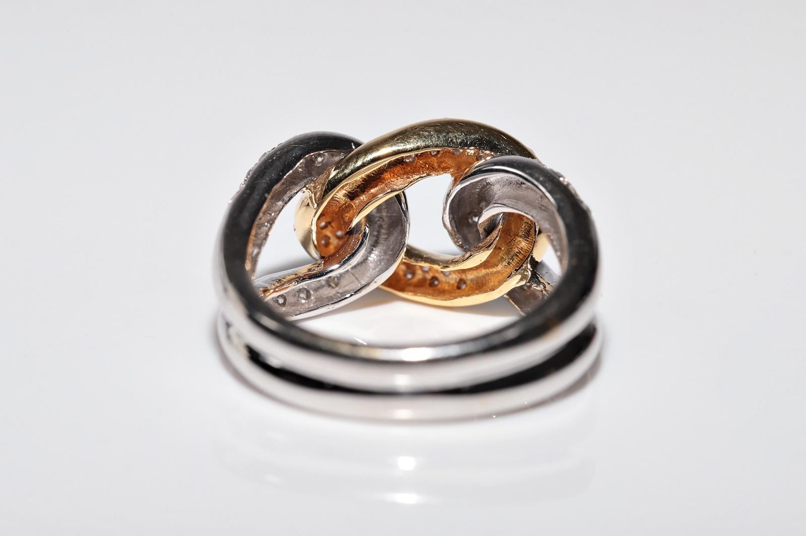 Vintage Circa 1990er Jahre 18k Gold Natürlicher Diamant Dekorierter Seil Stil Ring Damen im Angebot