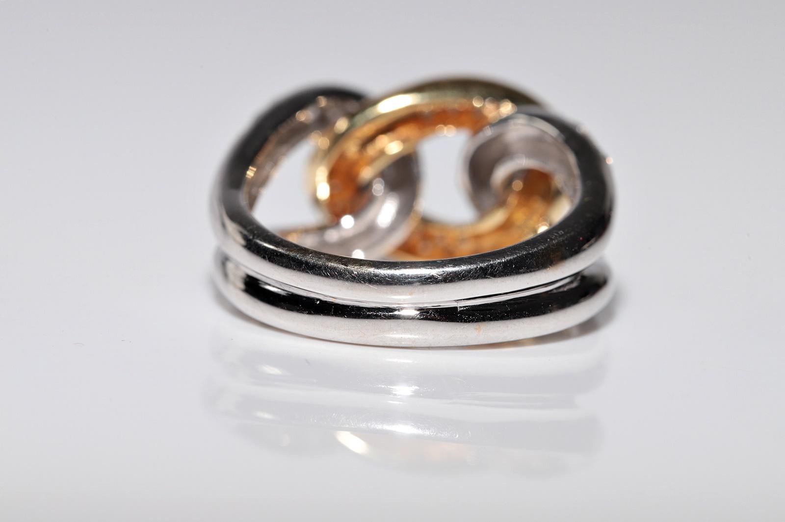 Vintage Circa 1990er Jahre 18k Gold Natürlicher Diamant Dekorierter Seil Stil Ring im Angebot 1