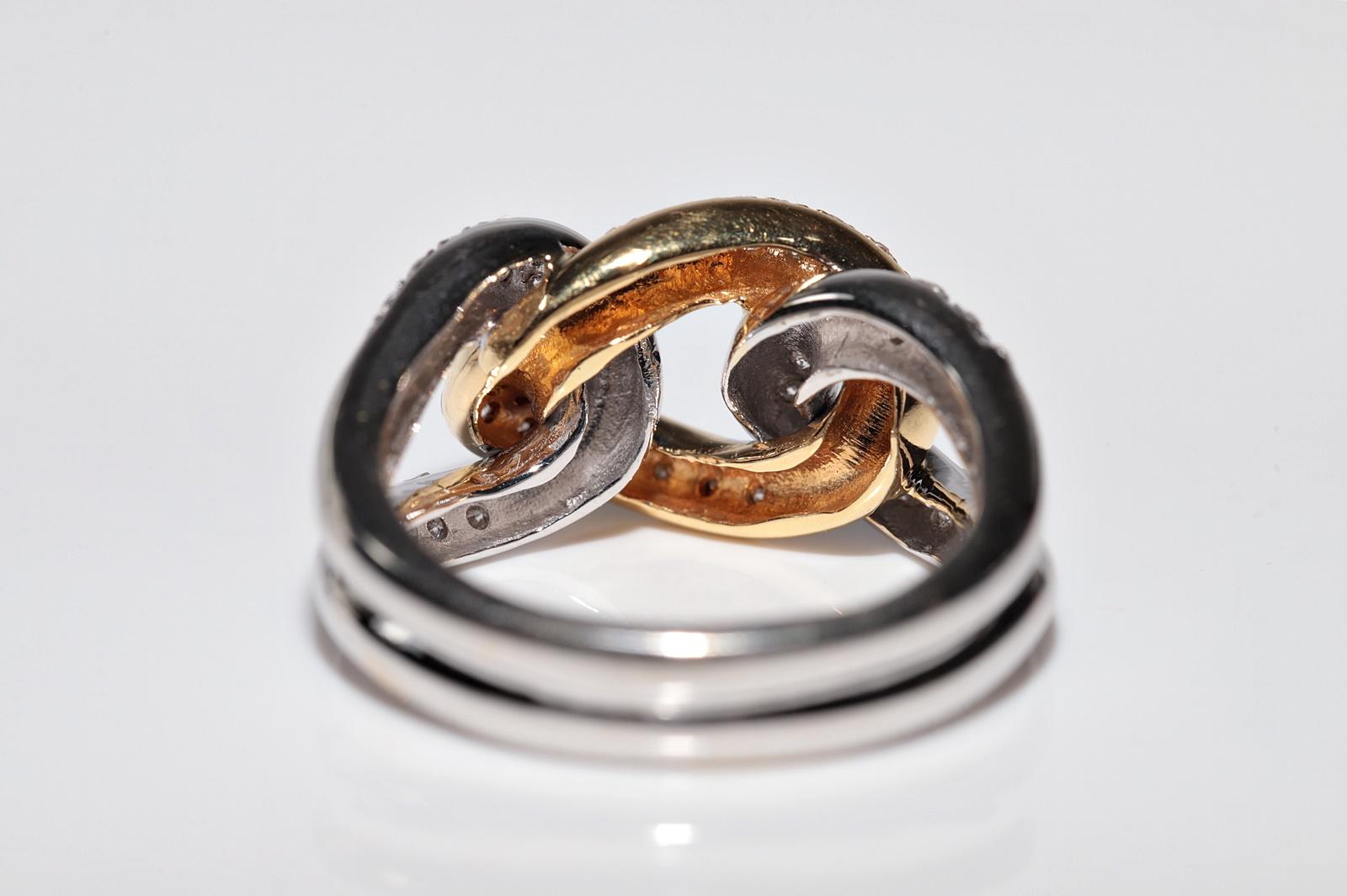 Vintage Circa 1990er Jahre 18k Gold Natürlicher Diamant Dekorierter Seil Stil Ring im Angebot 3