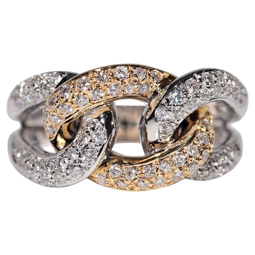 Anello Vintage CIRCA anni 
90 in oro 18k con diamante naturale decorato in stile corda