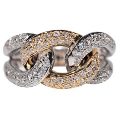 Vintage Circa 1990 Or 18k Diamant Naturel Décoratif Bague de style corde