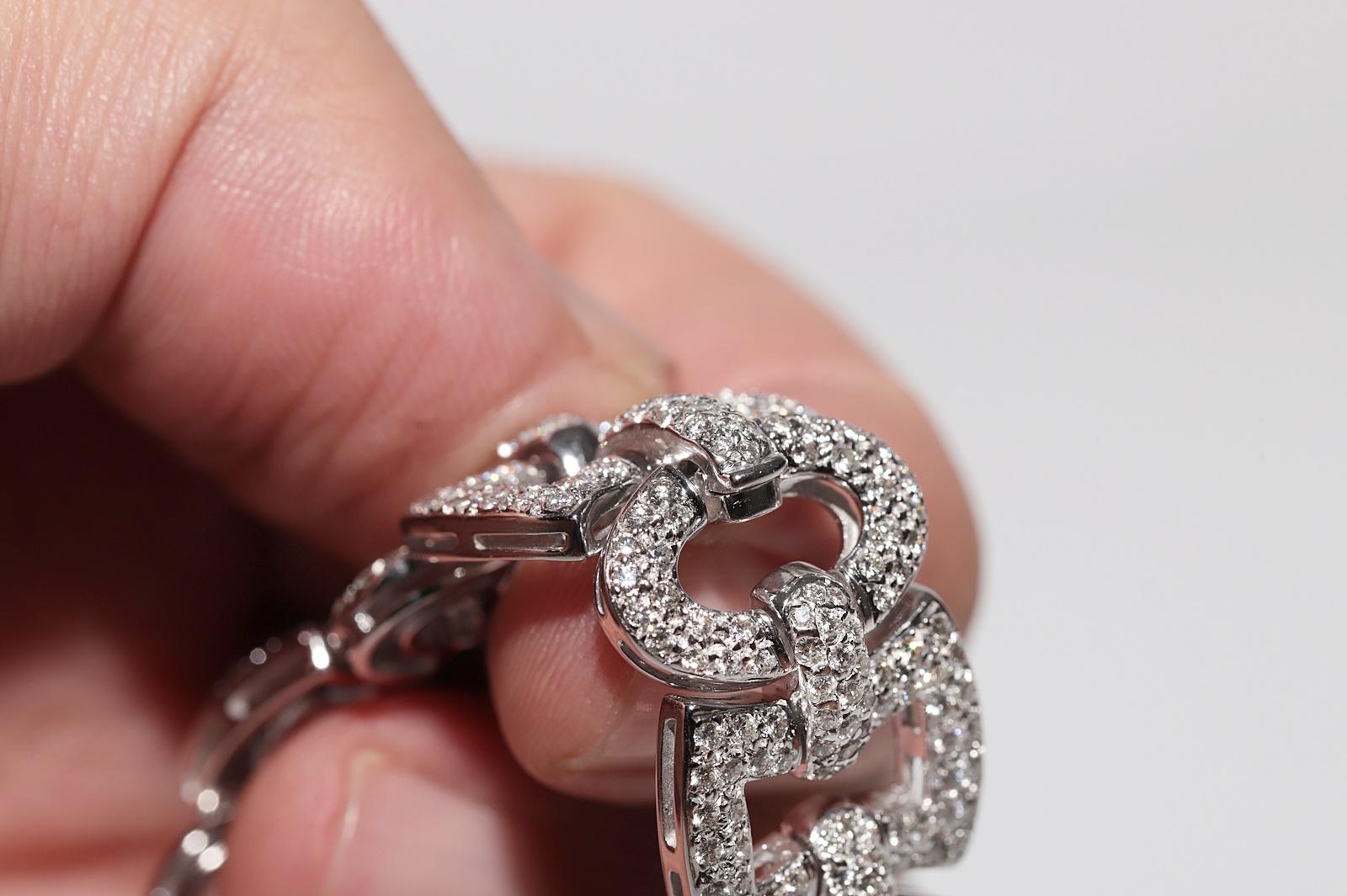 Vintage Circa 1990s 18k Gold Natural Diamond Decorated Amazing Bracelet For Sale 8