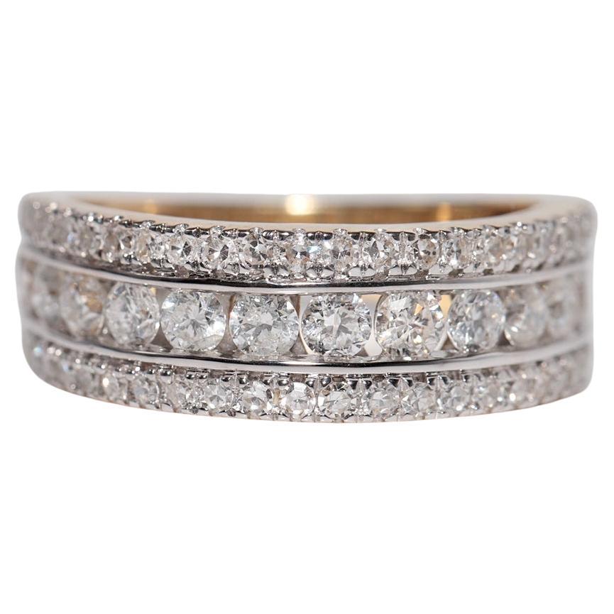 Vintage Circa 1990s 18k Gold Natural Diamond Decorated Band Ring