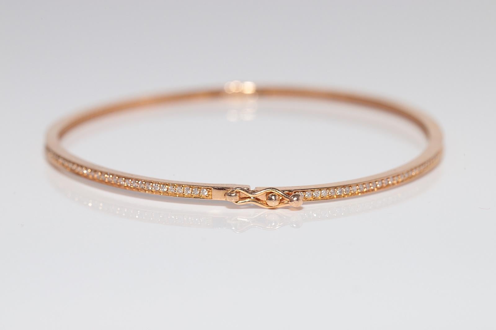Vintage CIRCA 1990er Jahre 18k Gold natürlichen Diamanten verziert Armreif Armband im Angebot 6