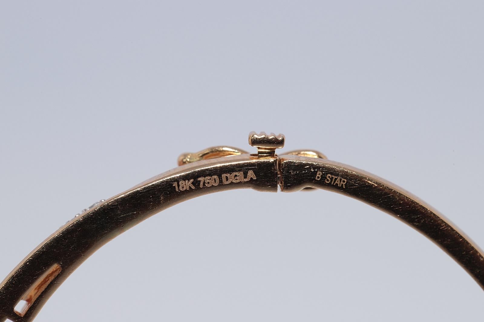 Vintage CIRCA 1990er Jahre 18k Gold natürlichen Diamanten verziert Armreif Armband im Angebot 6