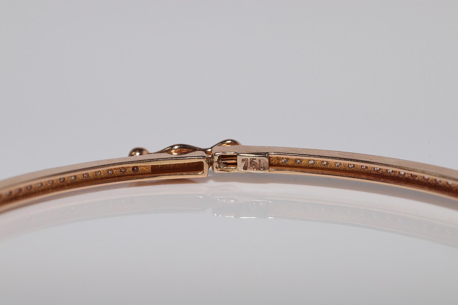Vintage CIRCA 1990er Jahre 18k Gold natürlichen Diamanten verziert Armreif Armband im Angebot 9