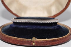 Vintage Circa 1990s 18k Gold Natural Diamond Decorated Bangle Bracelet