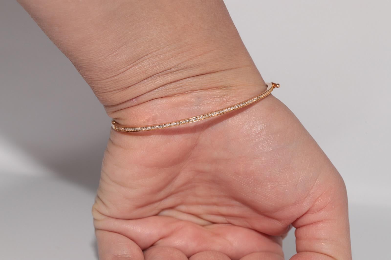 Vintage CIRCA 1990er Jahre 18k Gold natürlichen Diamanten verziert Armreif Armband Damen im Angebot