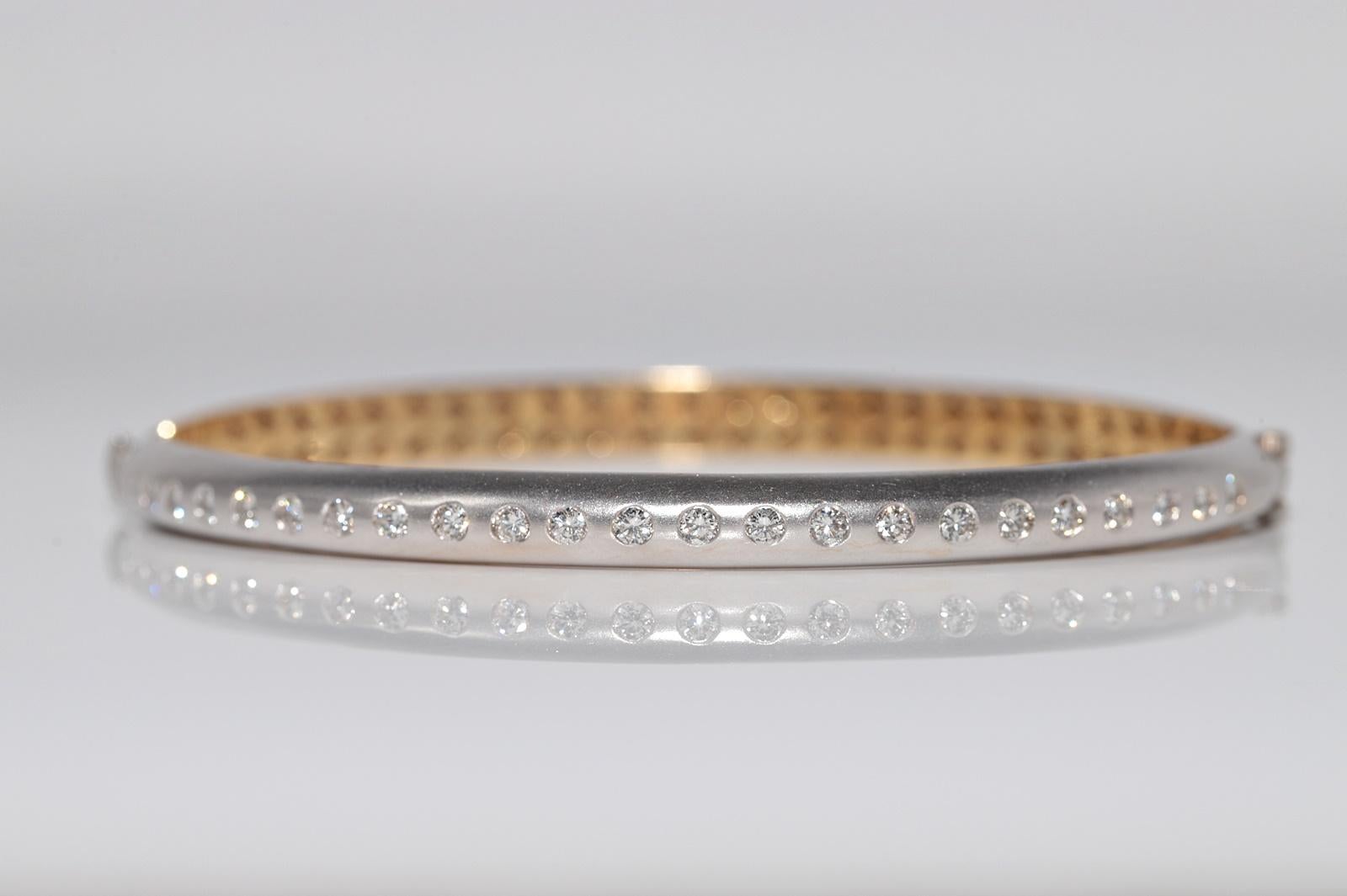 Vintage CIRCA 1990er Jahre 18k Gold natürlichen Diamanten verziert Armreif Armband Damen im Angebot