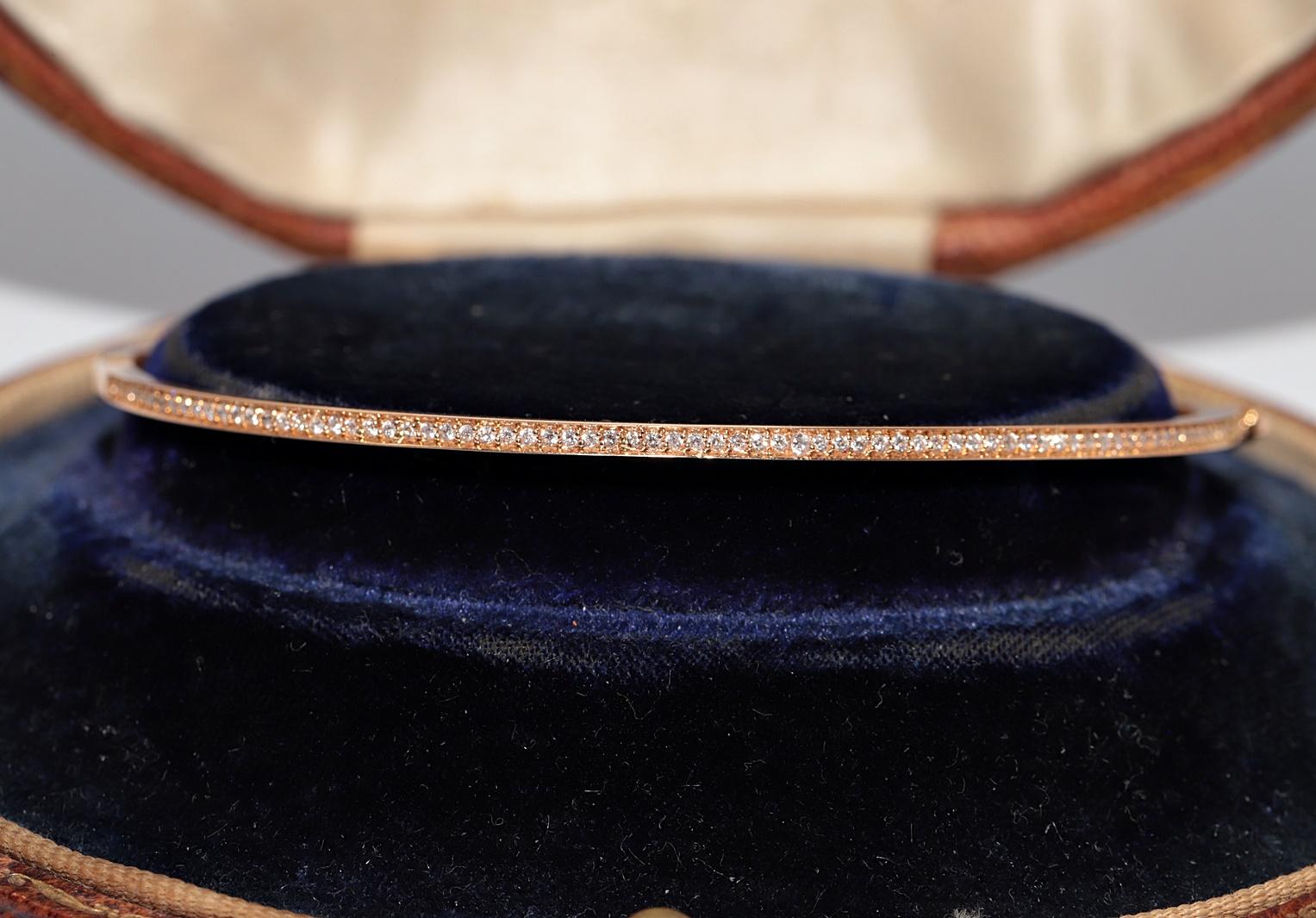 Vintage CIRCA 1990er Jahre 18k Gold natürlichen Diamanten verziert Armreif Armband im Angebot 1