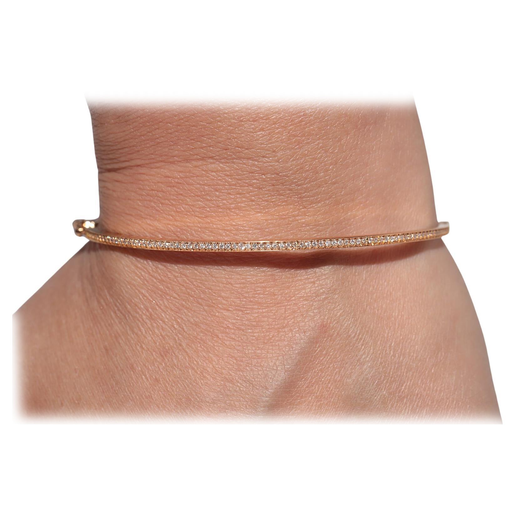 Vintage CIRCA 1990er Jahre 18k Gold natürlichen Diamanten verziert Armreif Armband