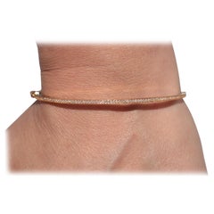 Vintage Circa 1990s 18k Gold Natural Diamond Decorated Bangle Bracelet