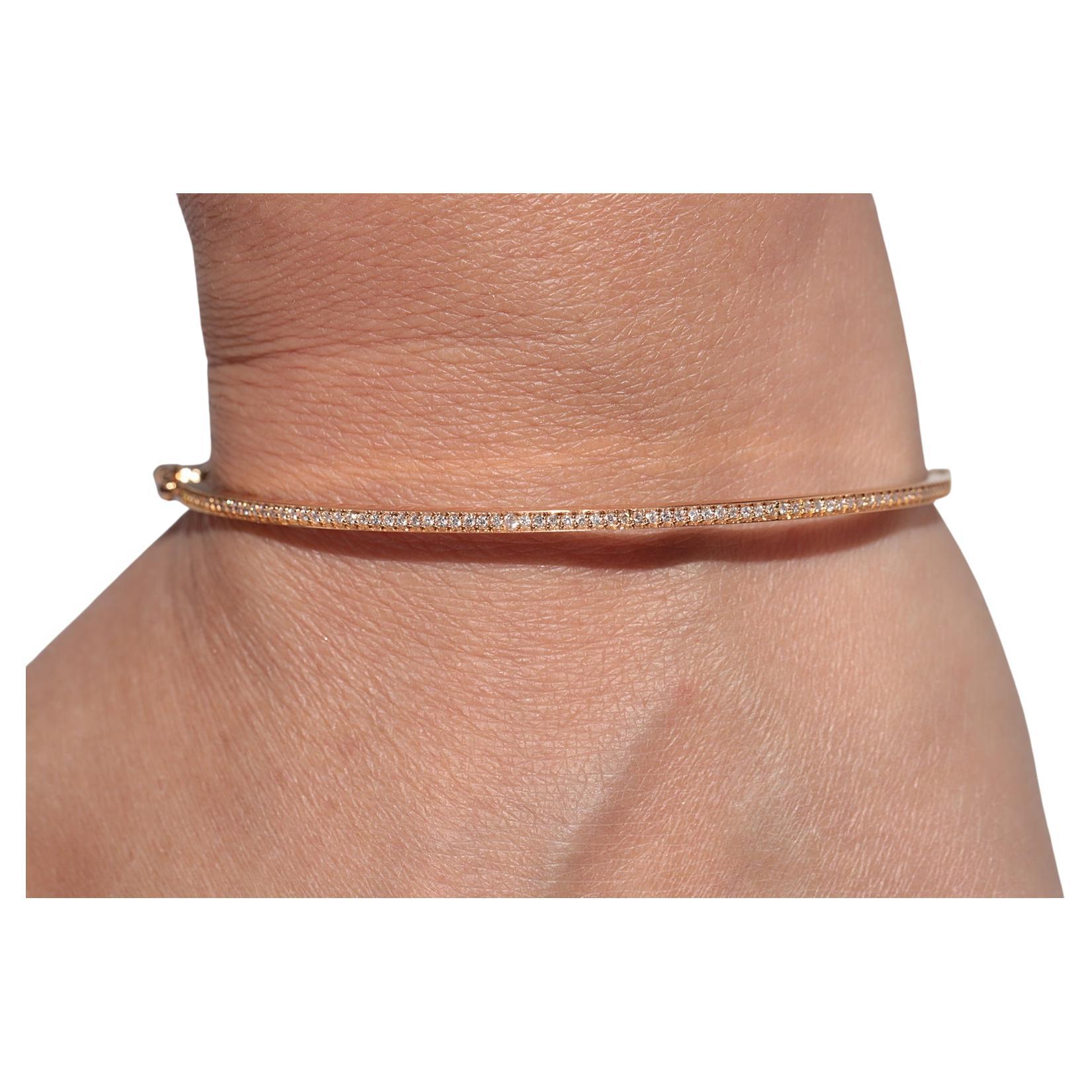 Vintage CIRCA 1990er Jahre 18k Gold natürlichen Diamanten verziert Armreif Armband