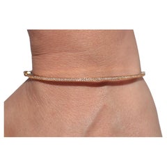 Vintage Circa 1990s 18k Gold Natural Diamond Decorated Bangle Bracelet