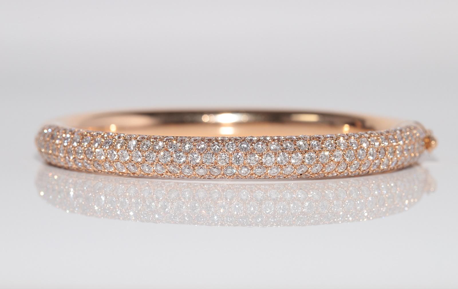 Vintage CIRCA 1990er Jahre 18k Gold Natürliche Diamanten dekoriert Armreif Starke Armbänder im Zustand „Gut“ im Angebot in Fatih/İstanbul, 34