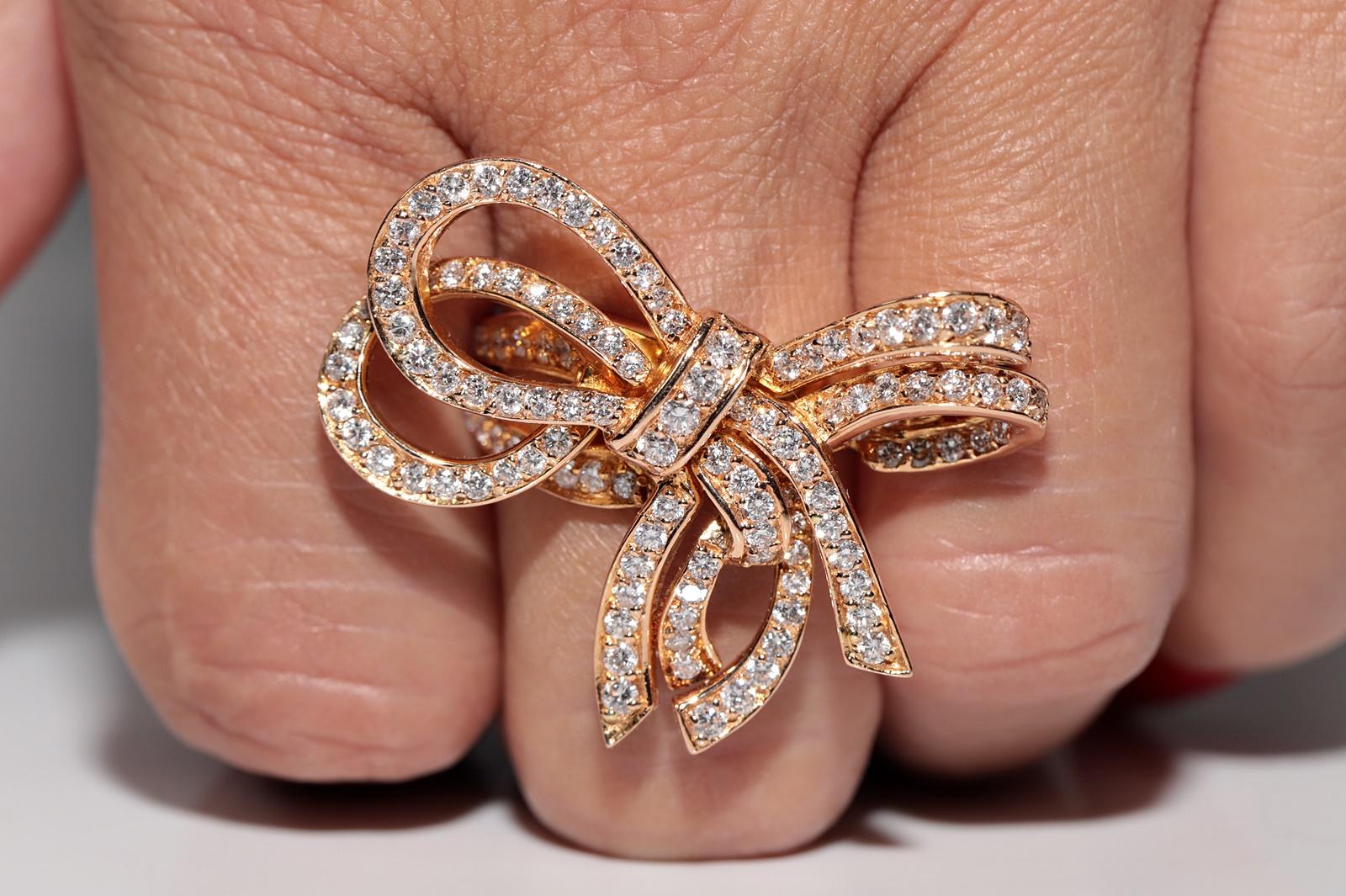 Anello d'epoca CIRCA 1990 in oro 18k con diamanti naturali e decorazione a forma di arco in vendita 9