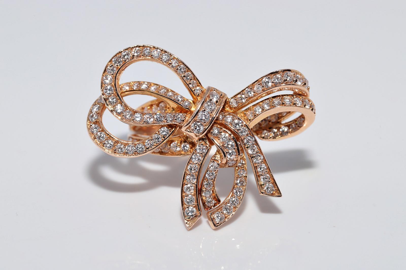 Artigiano Anello d'epoca CIRCA 1990 in oro 18k con diamanti naturali e decorazione a forma di arco in vendita