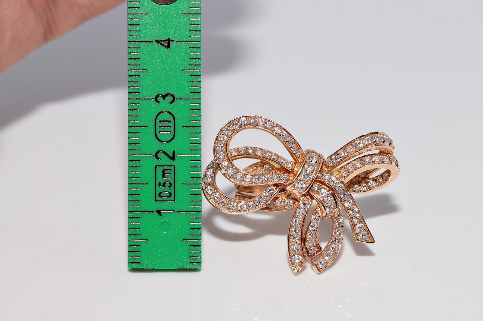 Taglio brillante Anello d'epoca CIRCA 1990 in oro 18k con diamanti naturali e decorazione a forma di arco in vendita