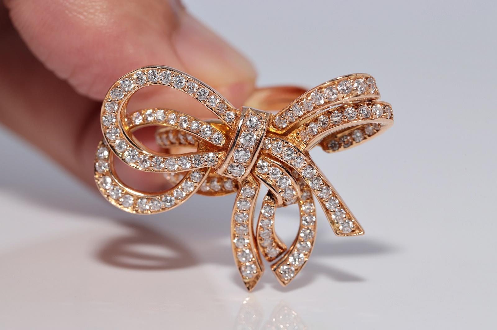 Anello d'epoca CIRCA 1990 in oro 18k con diamanti naturali e decorazione a forma di arco In condizioni buone in vendita a Fatih/İstanbul, 34