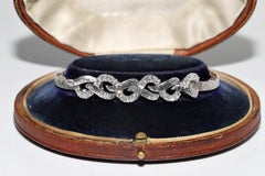 Vintage Circa 1990s 18k Gold Natural Diamond Decorated Bracelet