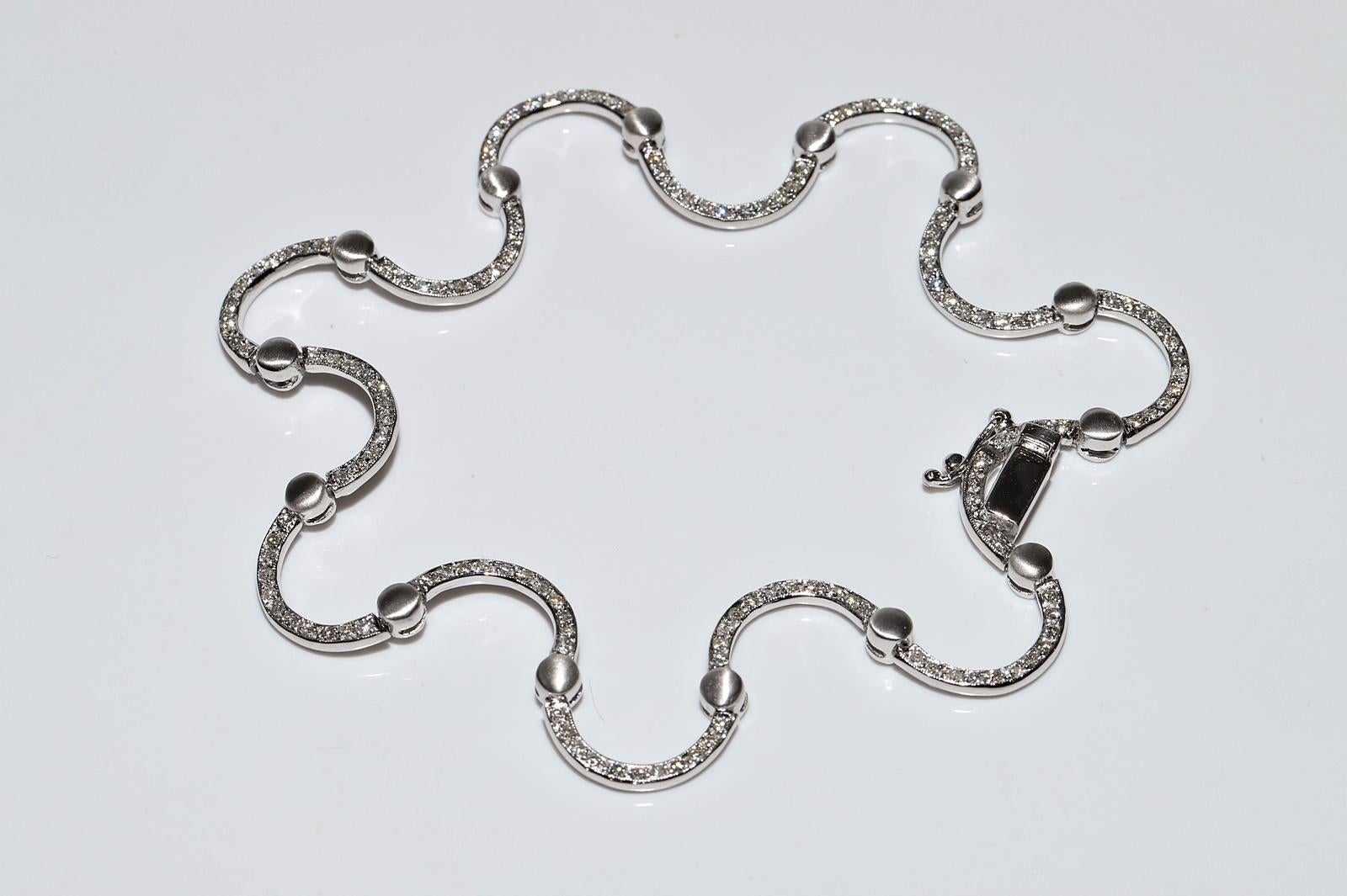 Vintage Circa 1990er Jahre 18k Gold Natürliches Diamant-Dekoriertes Vintage-Armband im Zustand „Gut“ im Angebot in Fatih/İstanbul, 34