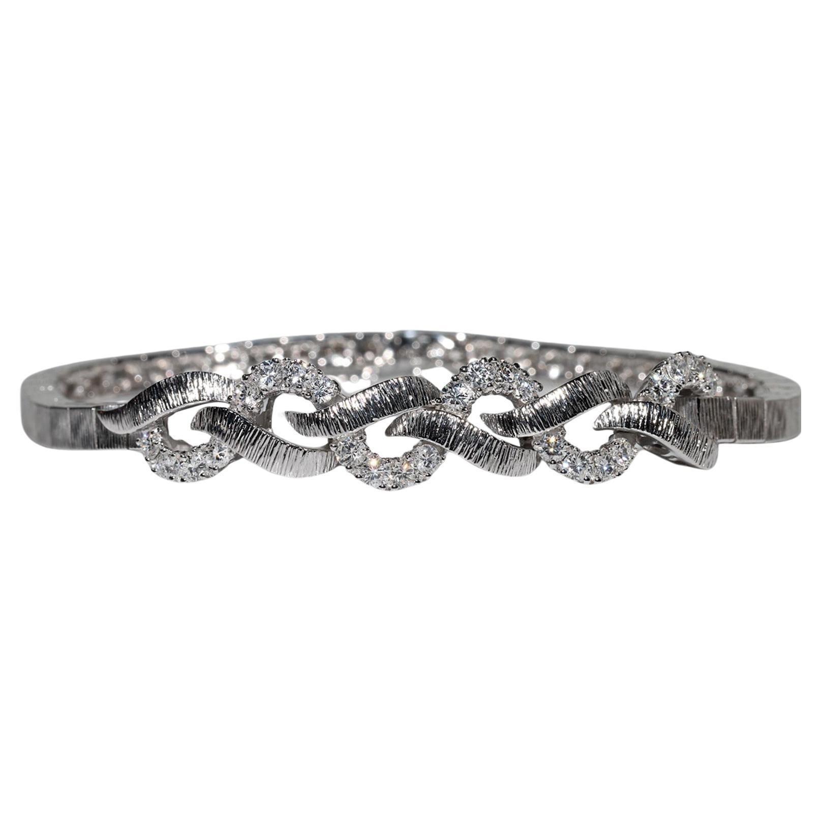 Vintage Circa 1990er Jahre 18k Gold Natürliches Diamant-Dekoriertes Vintage-Armband