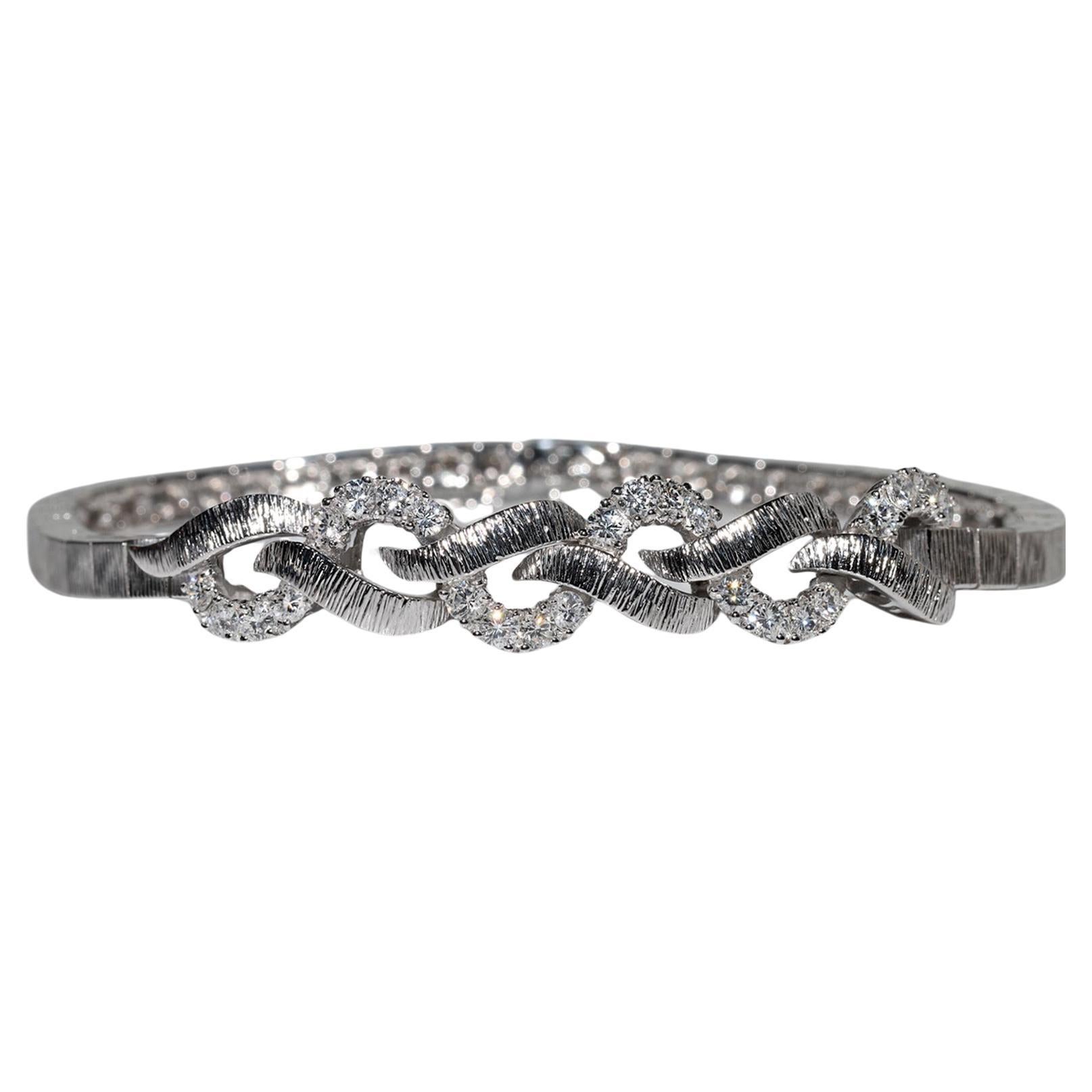 Vintage Circa 1990 Bracelet en or 18k orné de diamants naturels