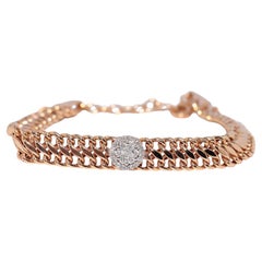 Vintage Circa 1990s 18k Gold Natural Diamond Decorated Bracelet