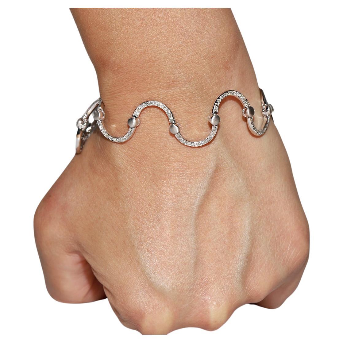 Bracciale decorato con diamanti naturali in oro 18 carati, vintage CIRCA gli anni
90