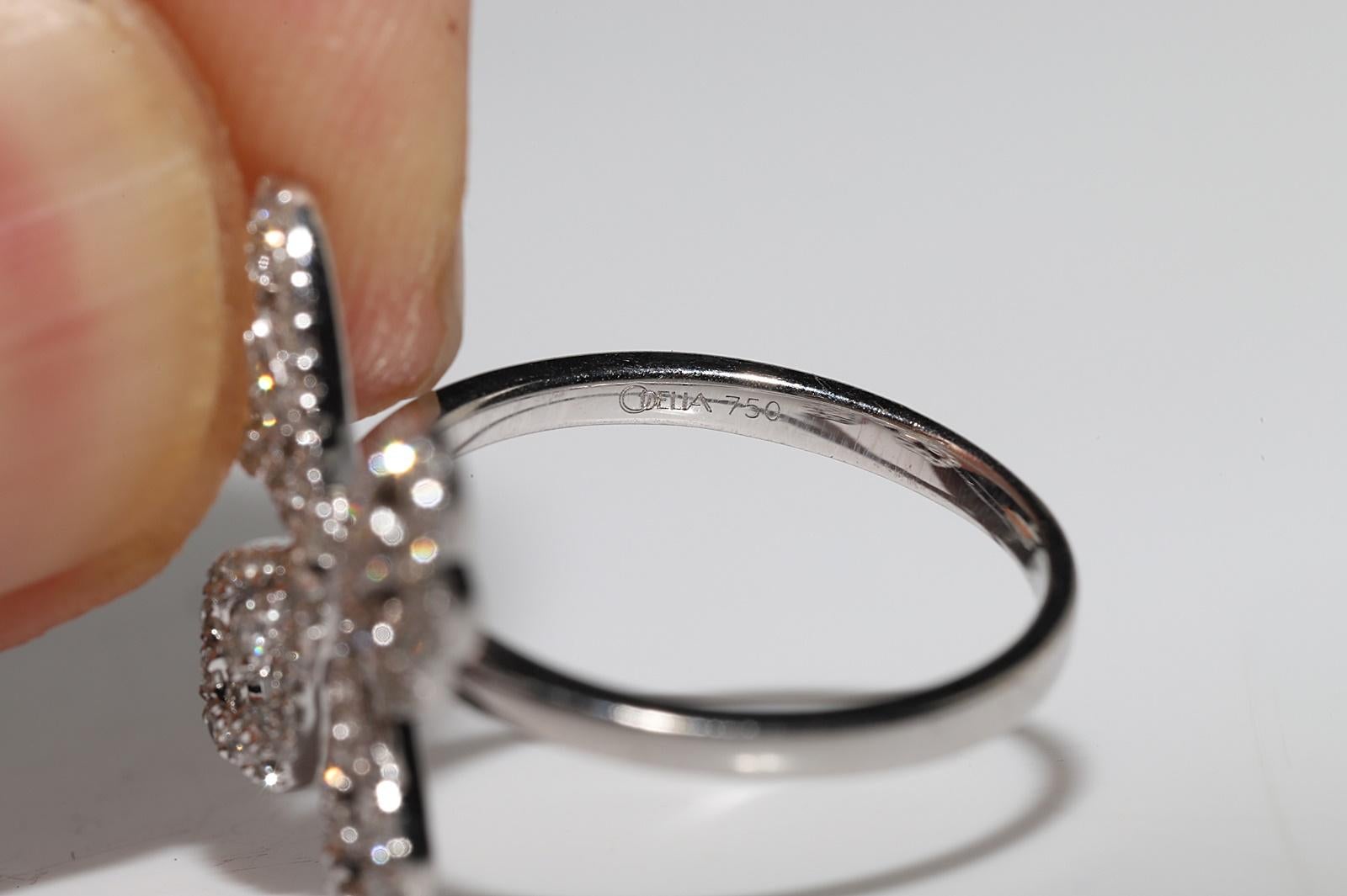 Vintage Circa 1990s 18k Gold Natural Diamond Decorated Butterfly Ring 6