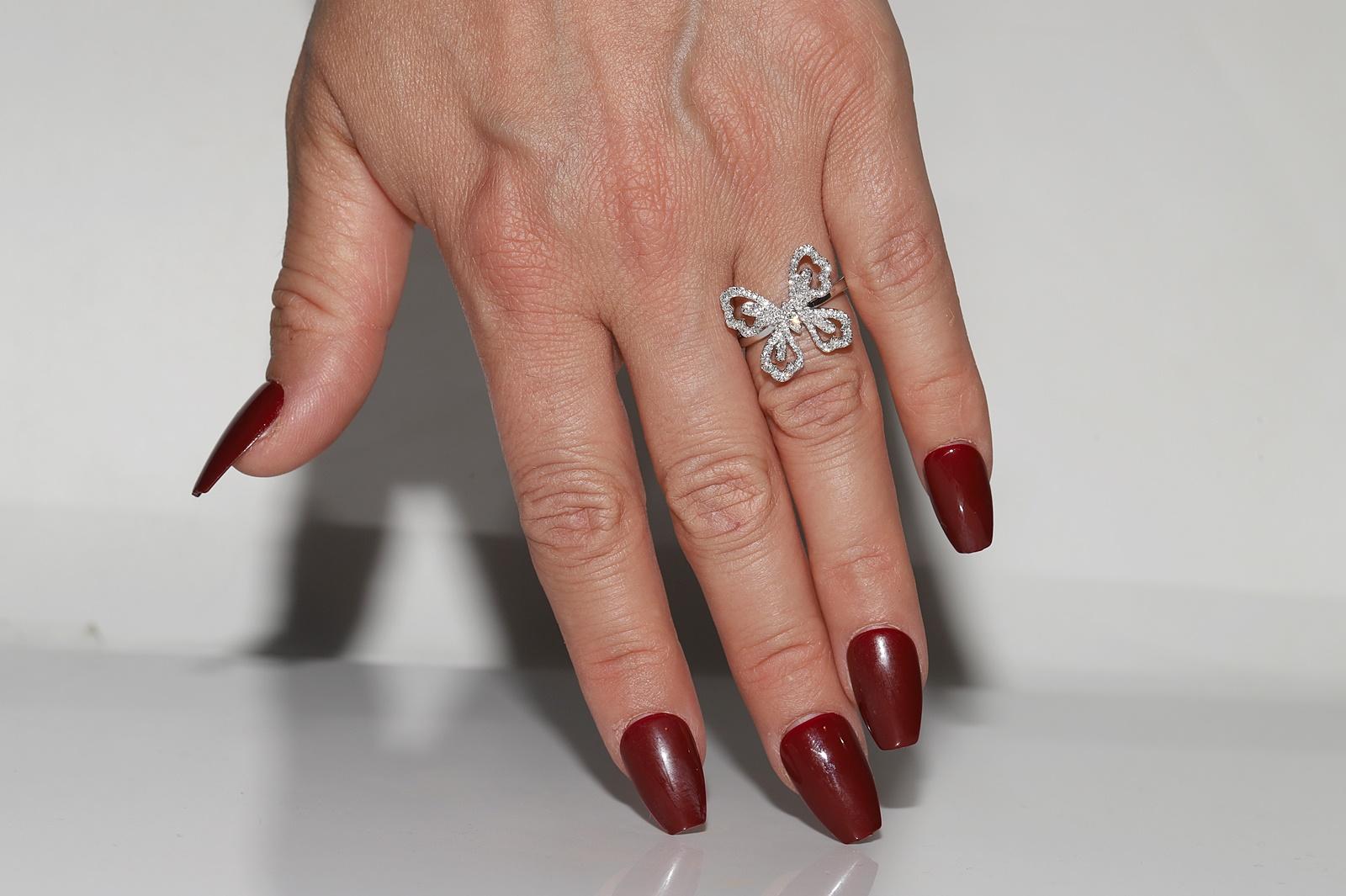 Vintage Circa 1990s 18k Gold Natural Diamond Decorated Butterfly Ring 7