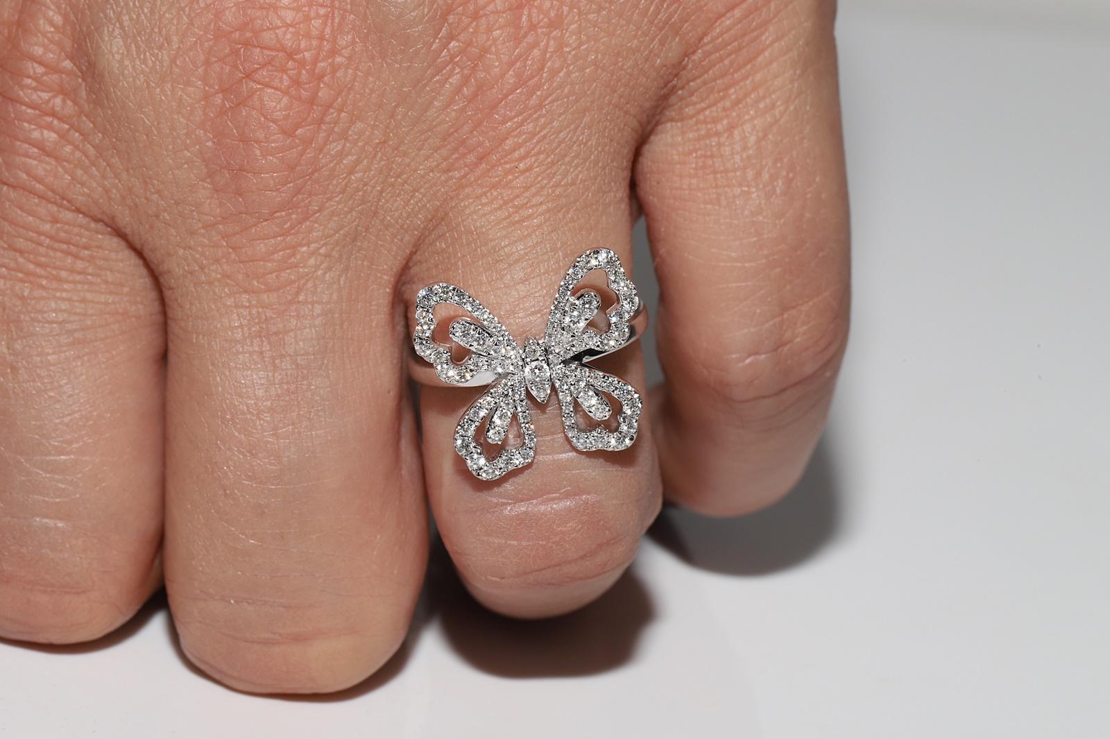 Vintage Circa 1990s 18k Gold Natural Diamond Decorated Butterfly Ring 9
