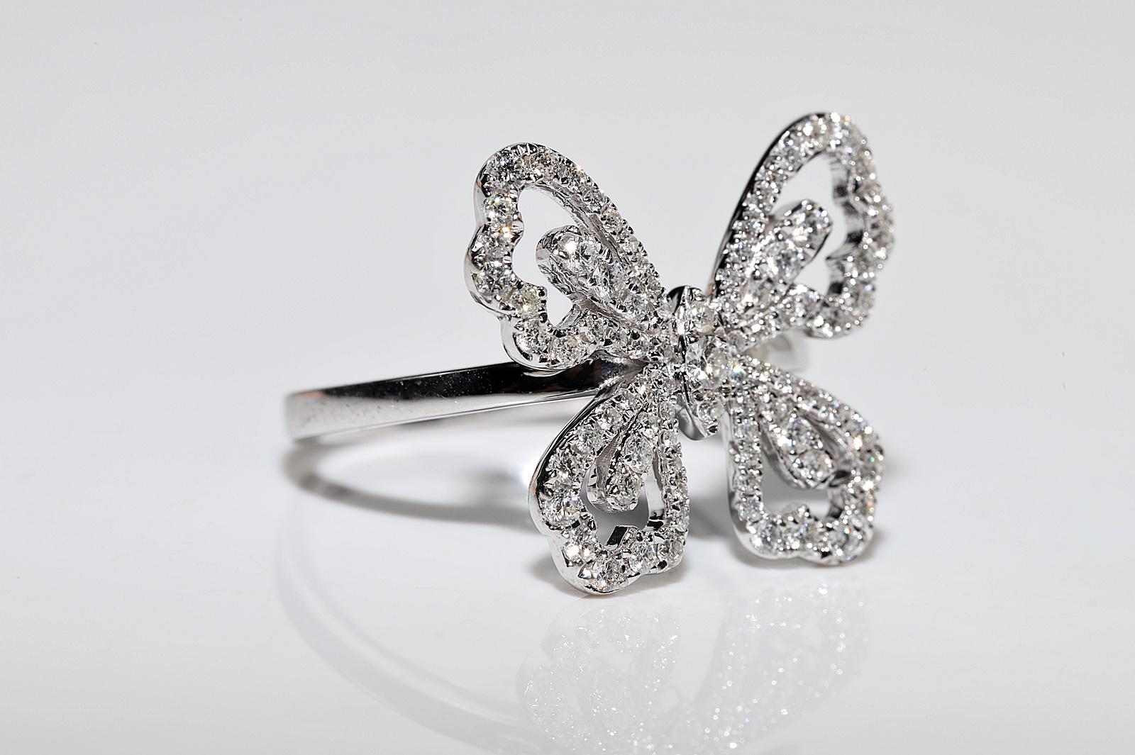 Women's Vintage Circa 1990s 18k Gold Natural Diamond Decorated Butterfly Ring