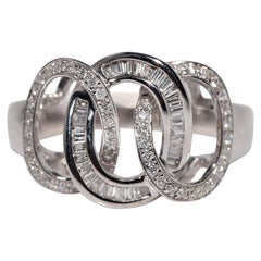Vintage Circa 1990s 18k Gold Natural Diamond Decorated Circle Design Ring