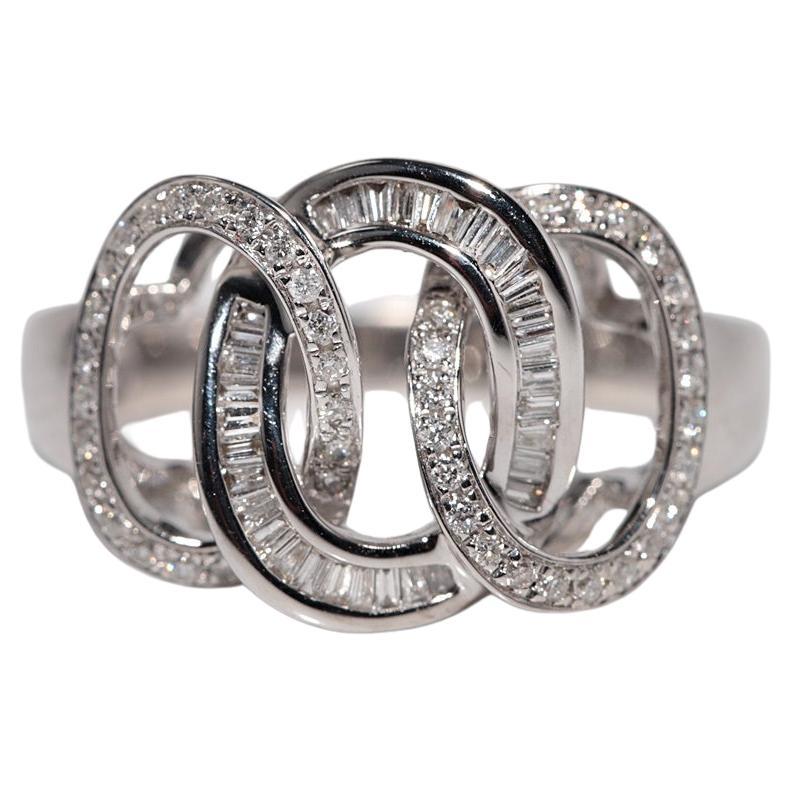 Vintage CIRCA 1990er Jahre 18k Gold natürlichen Diamanten dekoriert Kreis Design Ring im Angebot