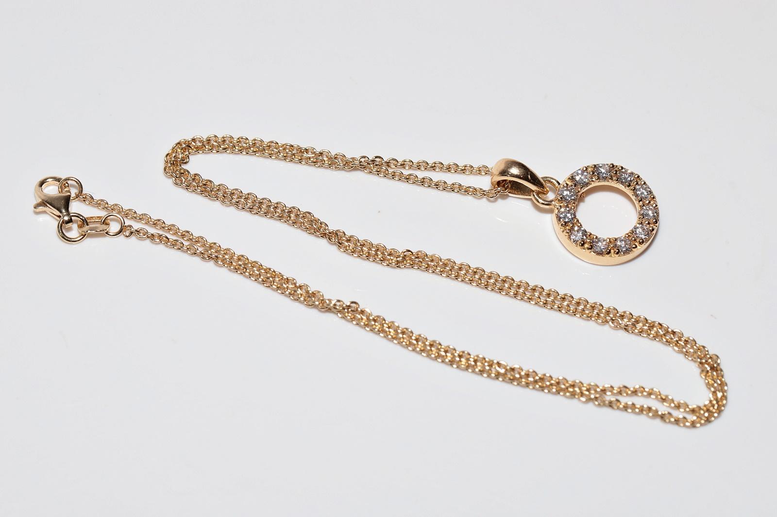 Vintage Circa 1990s 18k Gold Natural Diamond Decorated Circle Pendant Necklace For Sale 9