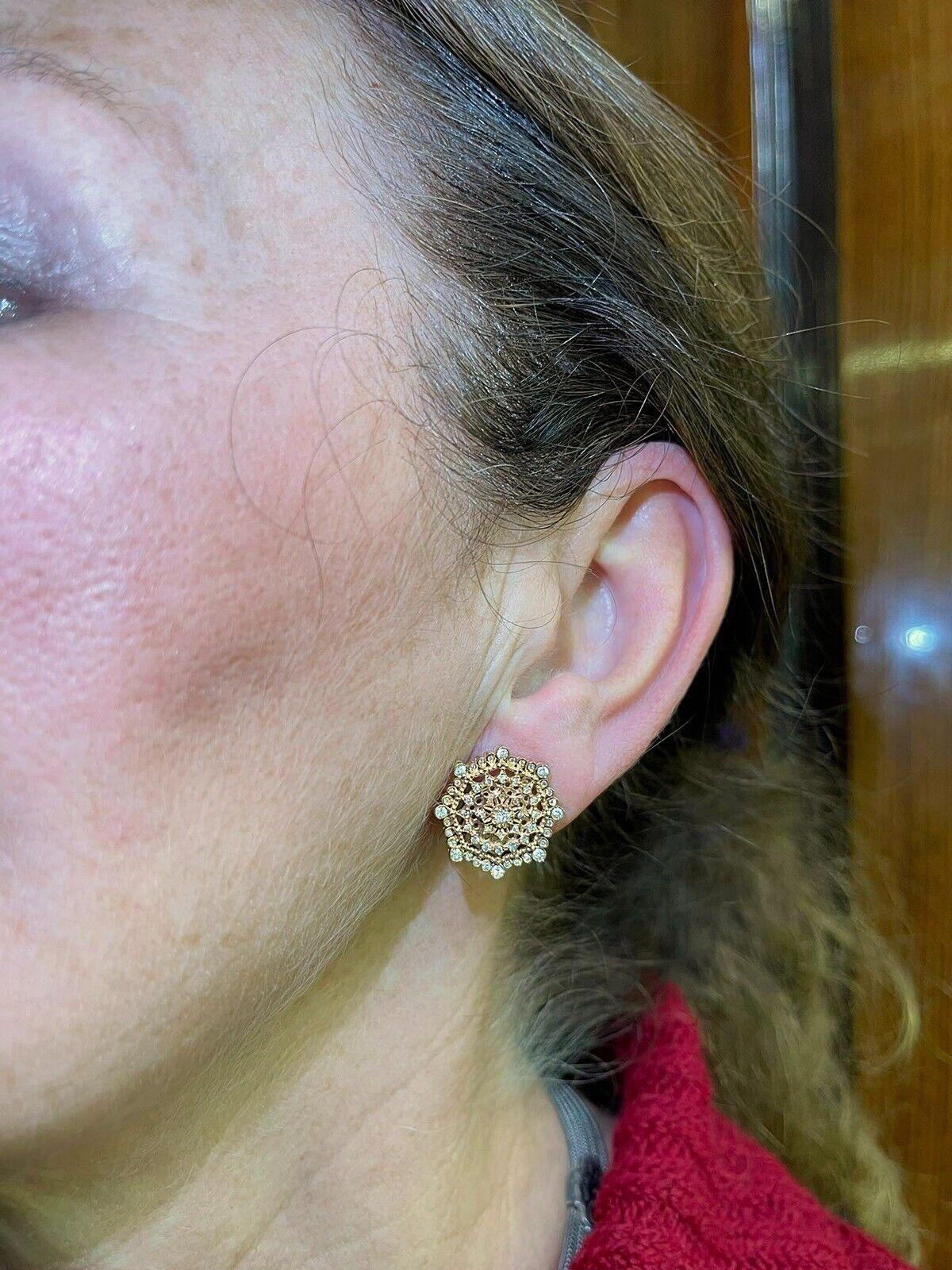Vintage Circa 1990s 18k Gold Natural Diamond Decorated Cocktail Earring For Sale 5