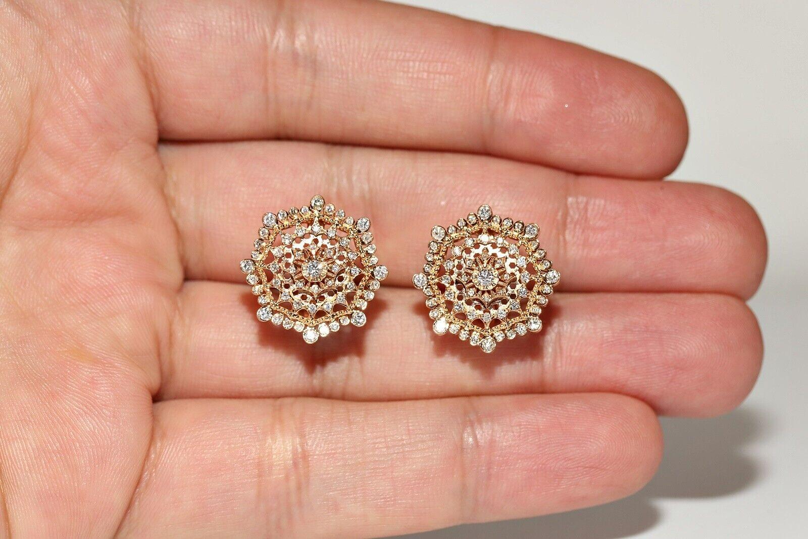 Vintage Circa 1990s 18k Gold Natural Diamond Decorated Cocktail Earring For Sale 1