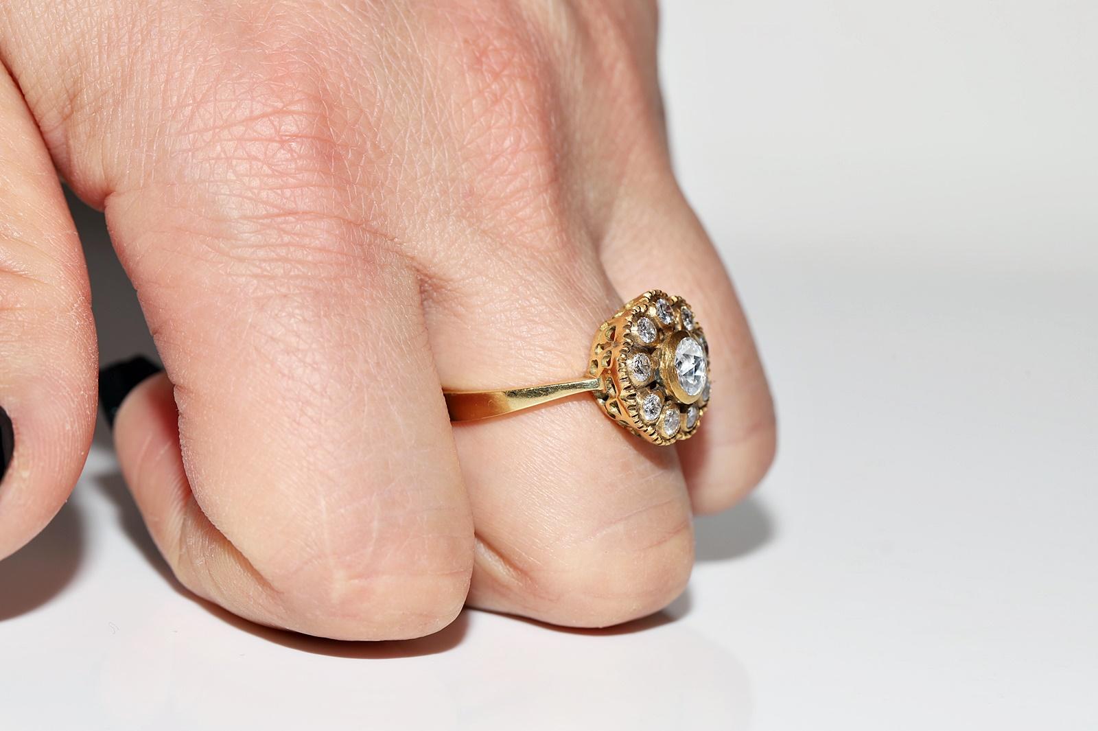 Vintage Circa 1990s 18k Gold Natural Diamond Decorated Cocktail Ring For Sale 7