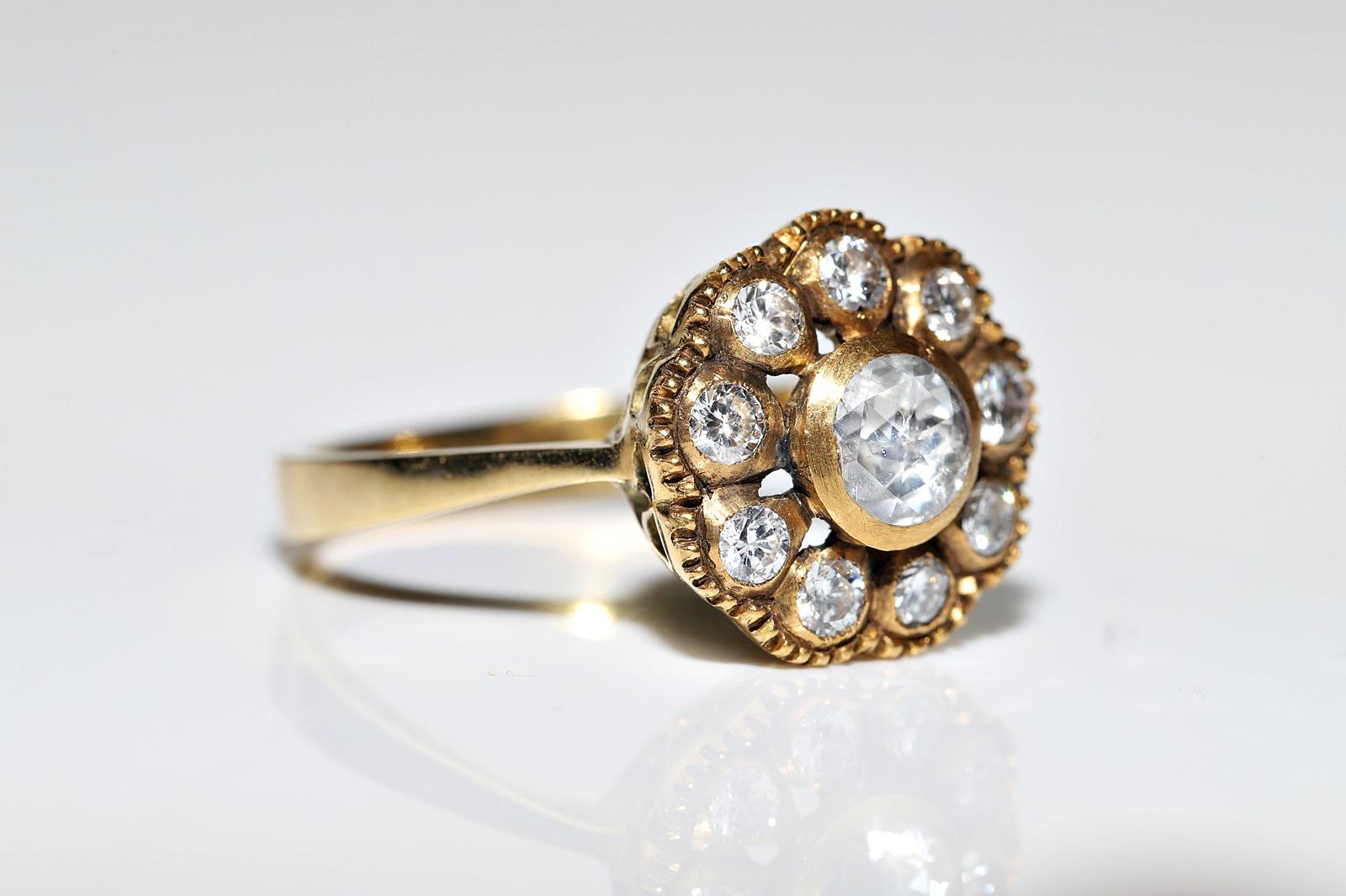Retro Vintage Circa 1990s 18k Gold Natural Diamond Decorated Cocktail Ring For Sale
