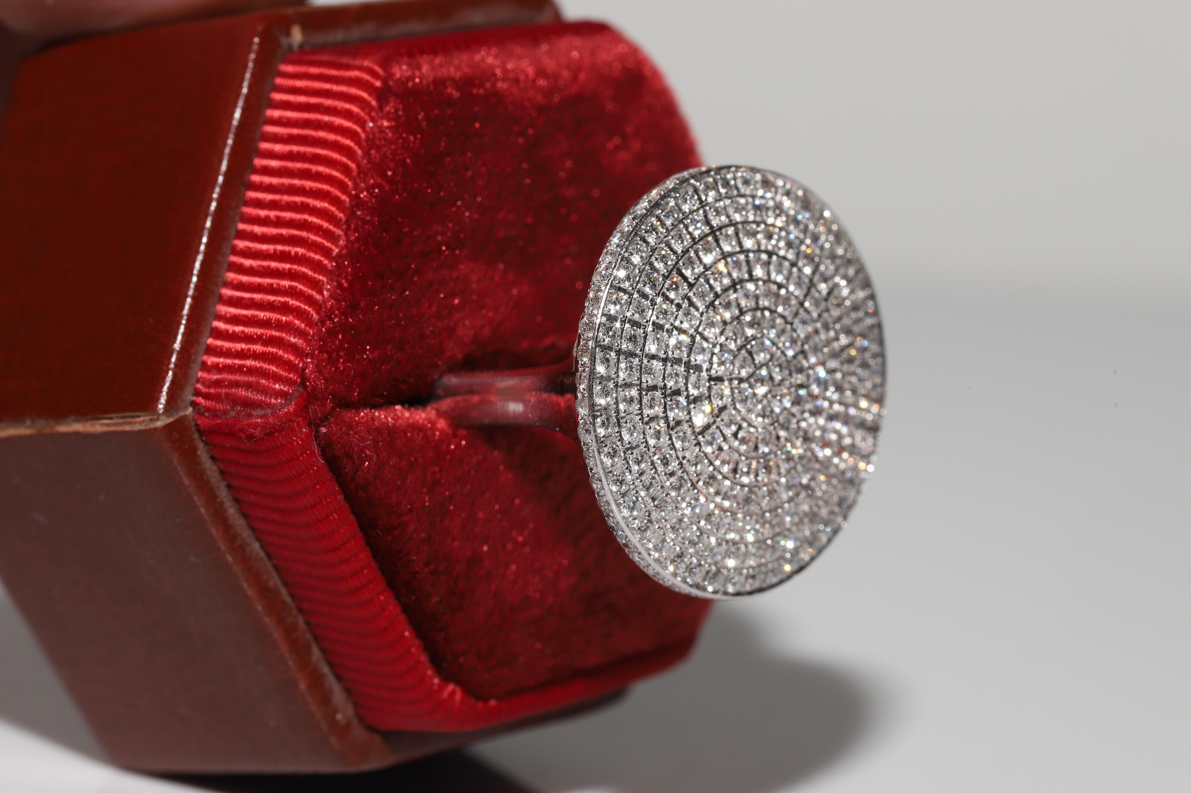 Vintage Circa 1990s 18k Gold Natural Diamond Decorated Cocktail Ring For Sale 1