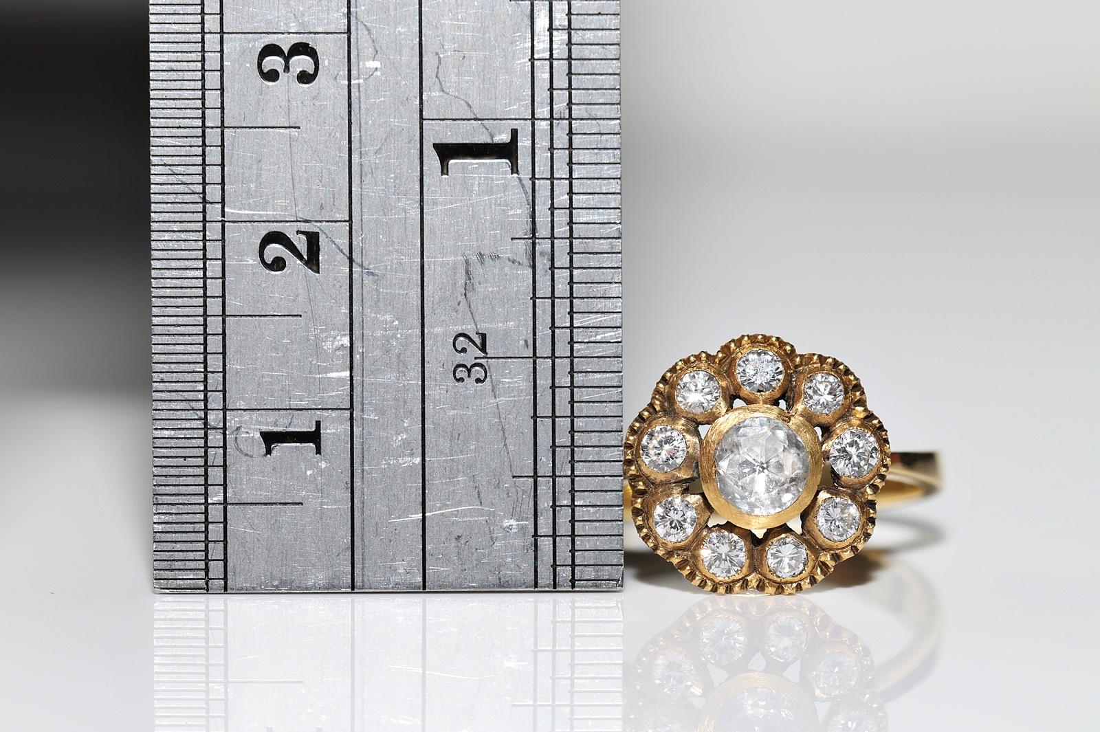 Vintage Circa 1990s 18k Gold Natural Diamond Decorated Cocktail Ring For Sale 3
